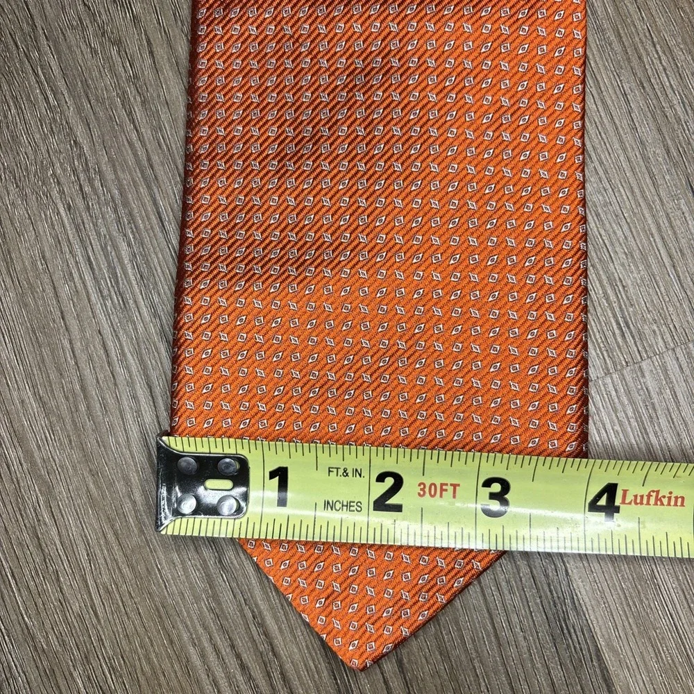 Gitman Bros Tie‎ 100% Silk Orange Geometric USA Made Mens 56